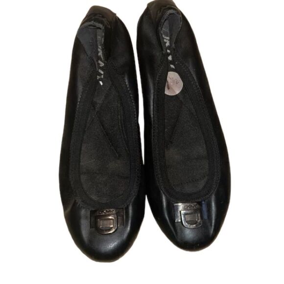 DNKY Black Leather Shoes Size 7.5 - Picture 1 of 5